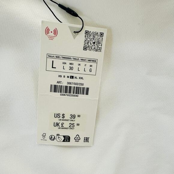 ZARA White Skort NEW Size Large Mini Bow Cute Y2K Shorts - Picture 4 of 6